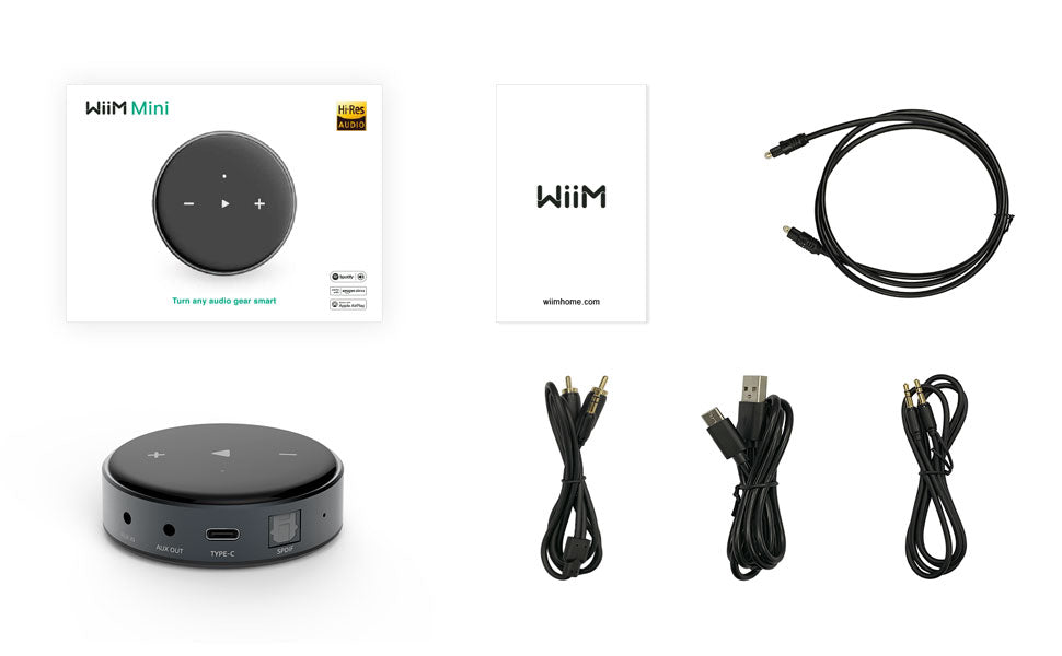 Wiim Mini WiFi & Bluetooth Receiver 5.2 Wireless Auido Multiroom Airplay 2 Music Streamer Within Spotify/Tidal Connect